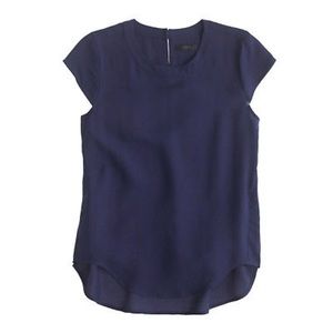 J. Crew Tall Drapey Oxford Crepe Cap-sleeve Top